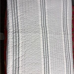 UGG White and Gray Striped Quilt